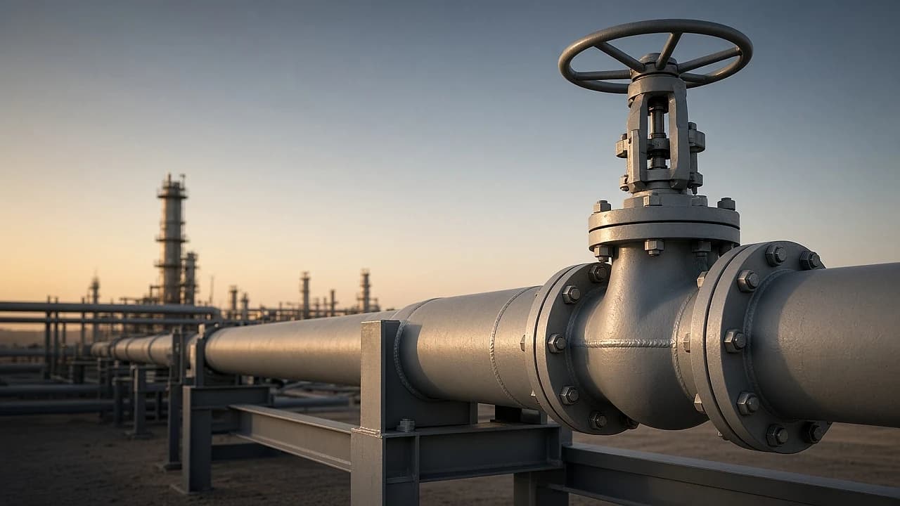 Example finished pipeline spool and gate valve installed at an oil and gas facility (placeholder)