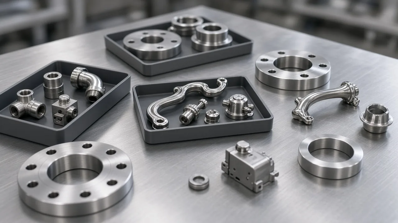 Example finished polished and cleaned metal parts ready for assembly (placeholder)